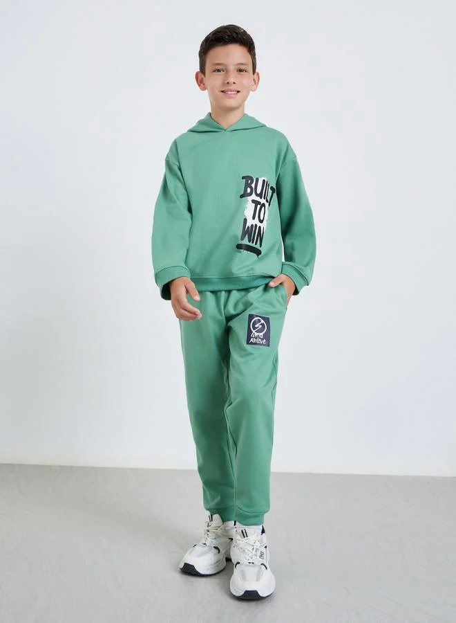Styli Kids Green Cotton Relaxed Joggers